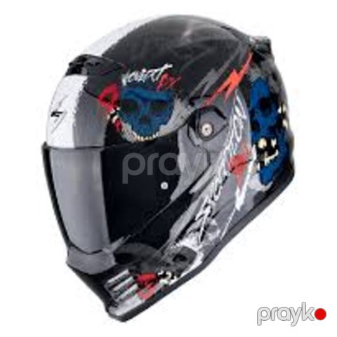 Motosiklet dəbilqəsi Covert FX Skullz Black-Grey-Red