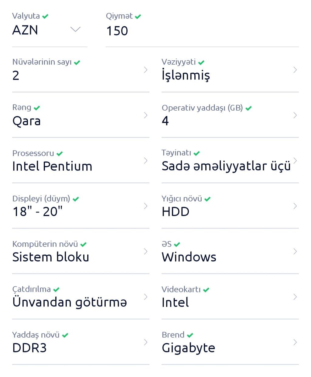 Satılır. Stol ilə birlikdə 150 manat. Komputerin heç bir problemi — Elektronika, Masazır (4)
