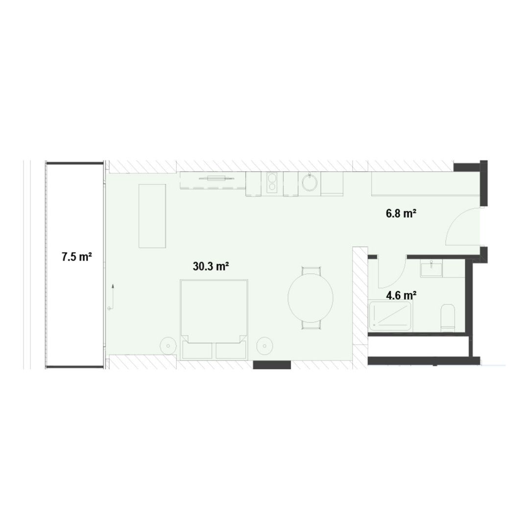 Satılır 1 otaqlı yeni tikili 57.7 m² — Mənzil, Bakı (6)