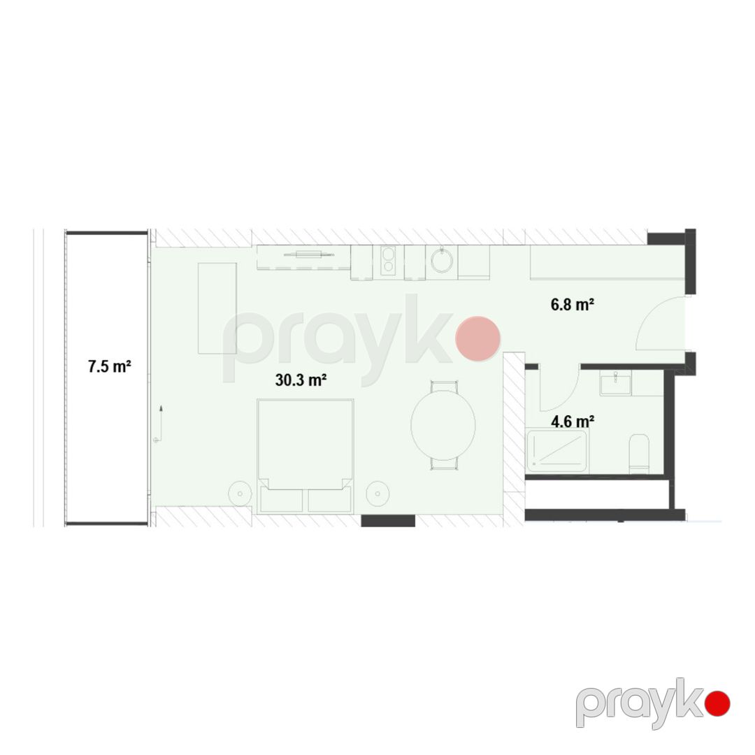 Satılır 1 otaqlı yeni tikili 57.7 m² — Mənzil, Bakı (6)