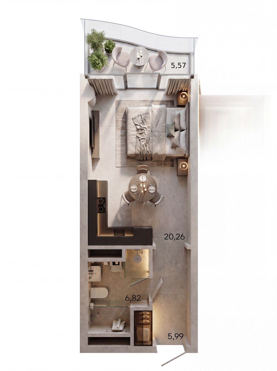 Satılır 1 otaqlı yeni tikili 38.6 m² — Mənzil, Bakı (2)