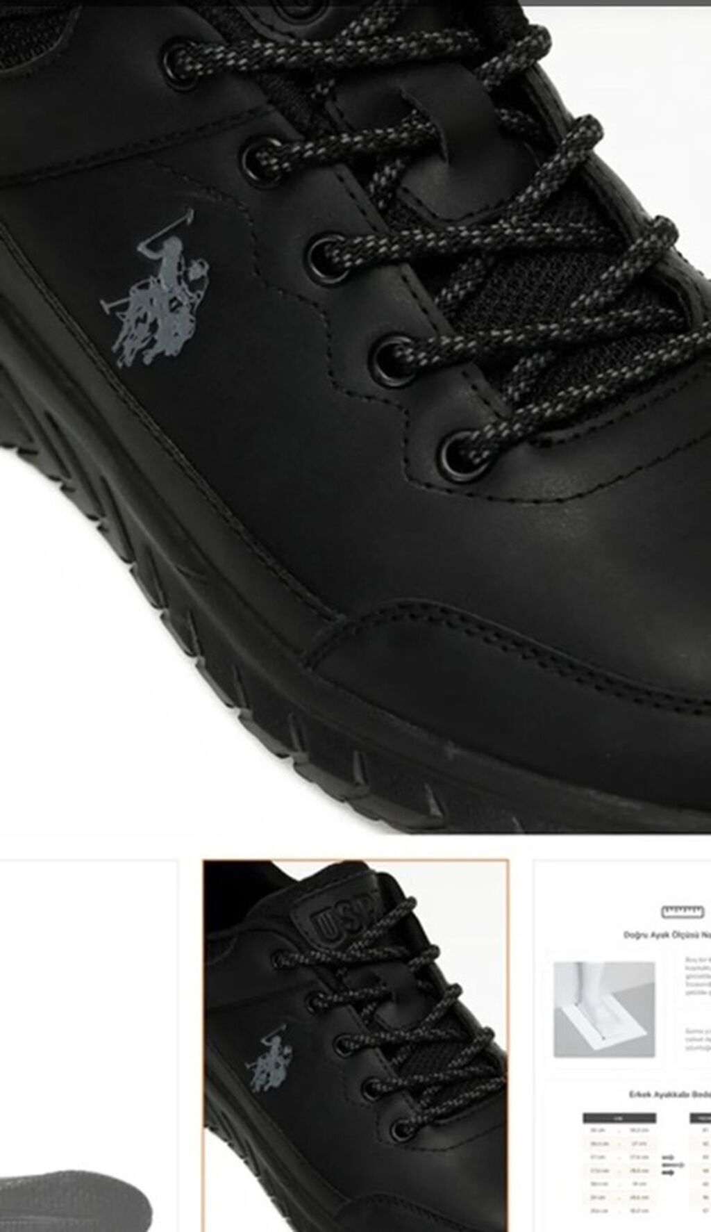 US Polo Assn. kişi idman ayaqqabısı – tam qara - Model: aşağı boğaz — Şəxsi əşyalar, Gəncə (5)