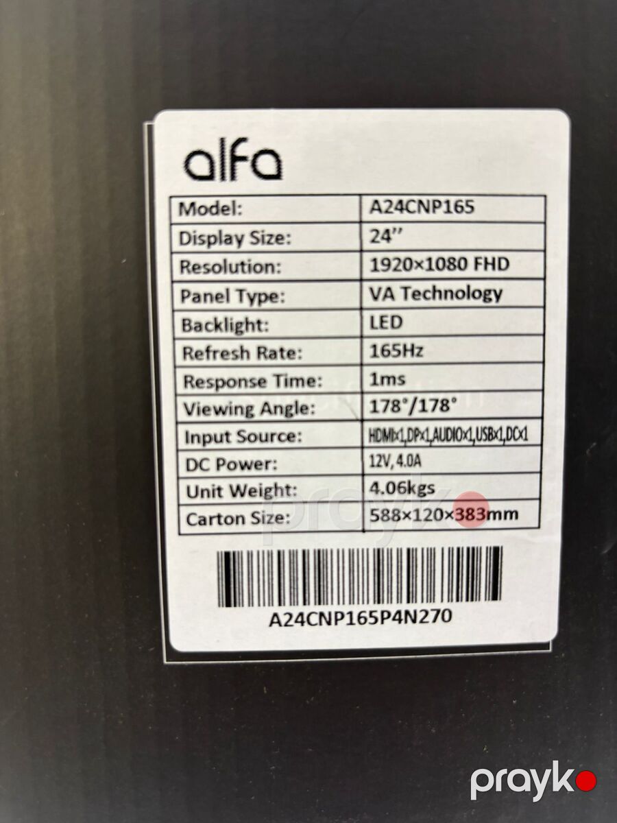 Monitor LED "Alfa, 165 Hz 24 Inch Curved" — Kompüterlər və noutbuklar, Bakı (8)