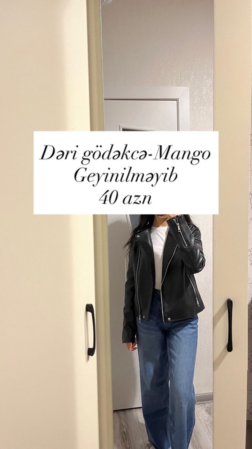 Məhsul: Qadın dəri gödəkçə – Mango Model: biker üslubunda, qısa — Jaketlər, Masazır (4)