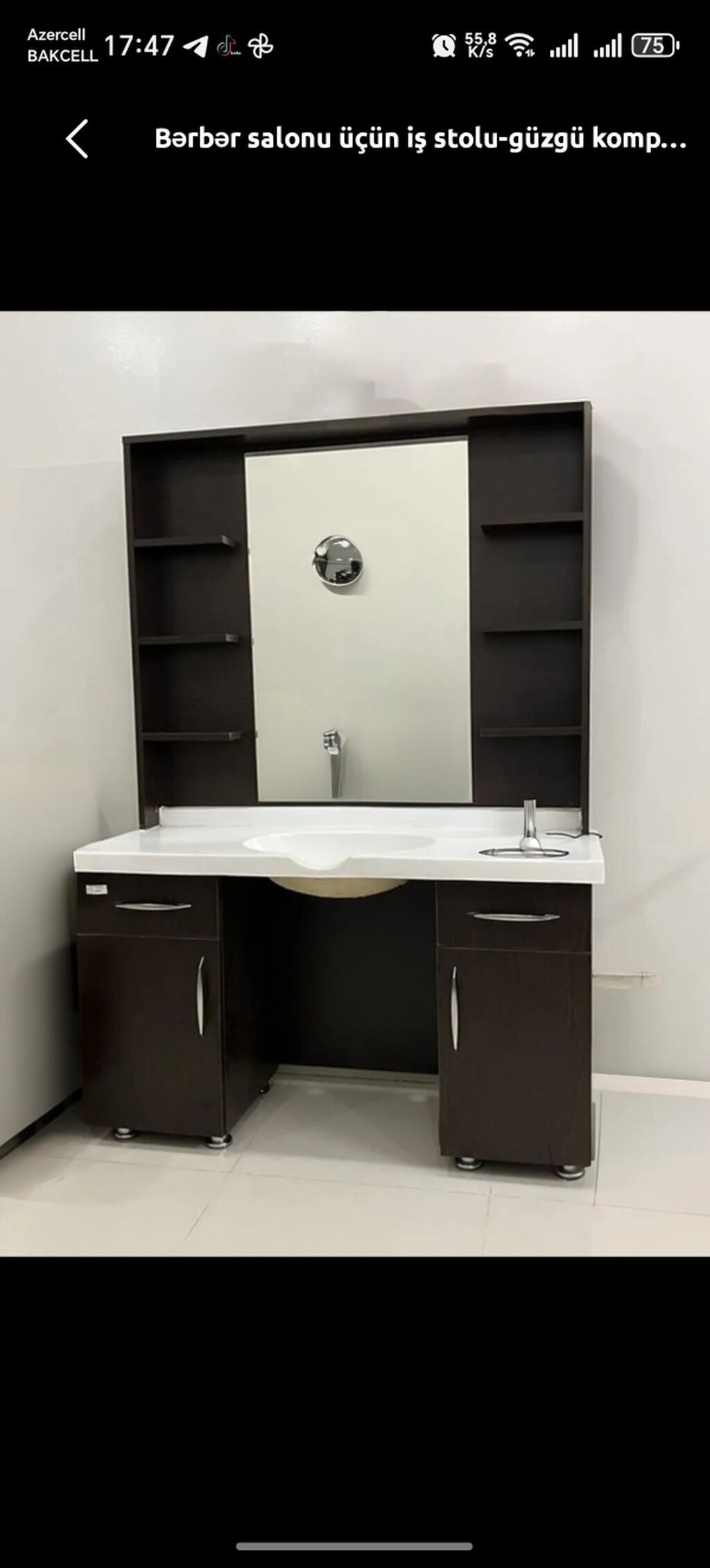 Yeni, Saç kəsimi üçün masa, Güzgülü — Salon mebeli, Bakı (2)