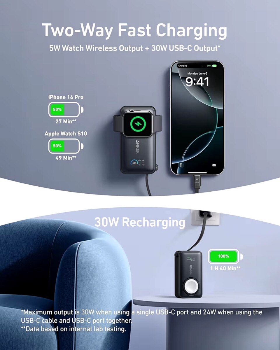 Anker powerbank nano 35w Apple watch 10k — Smartfonlar, Bakı (6)