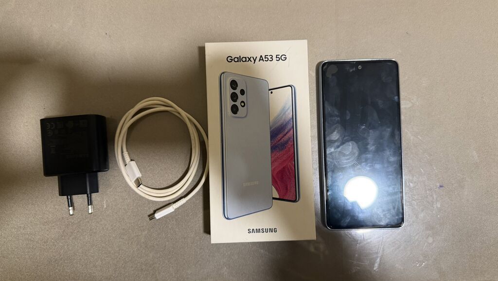 Samsung Galaxy A53 5G, 128 GB, rəng - Göy, Zəmanət, Sensor, Barmaq izi — Samsung, Gəncə (2)