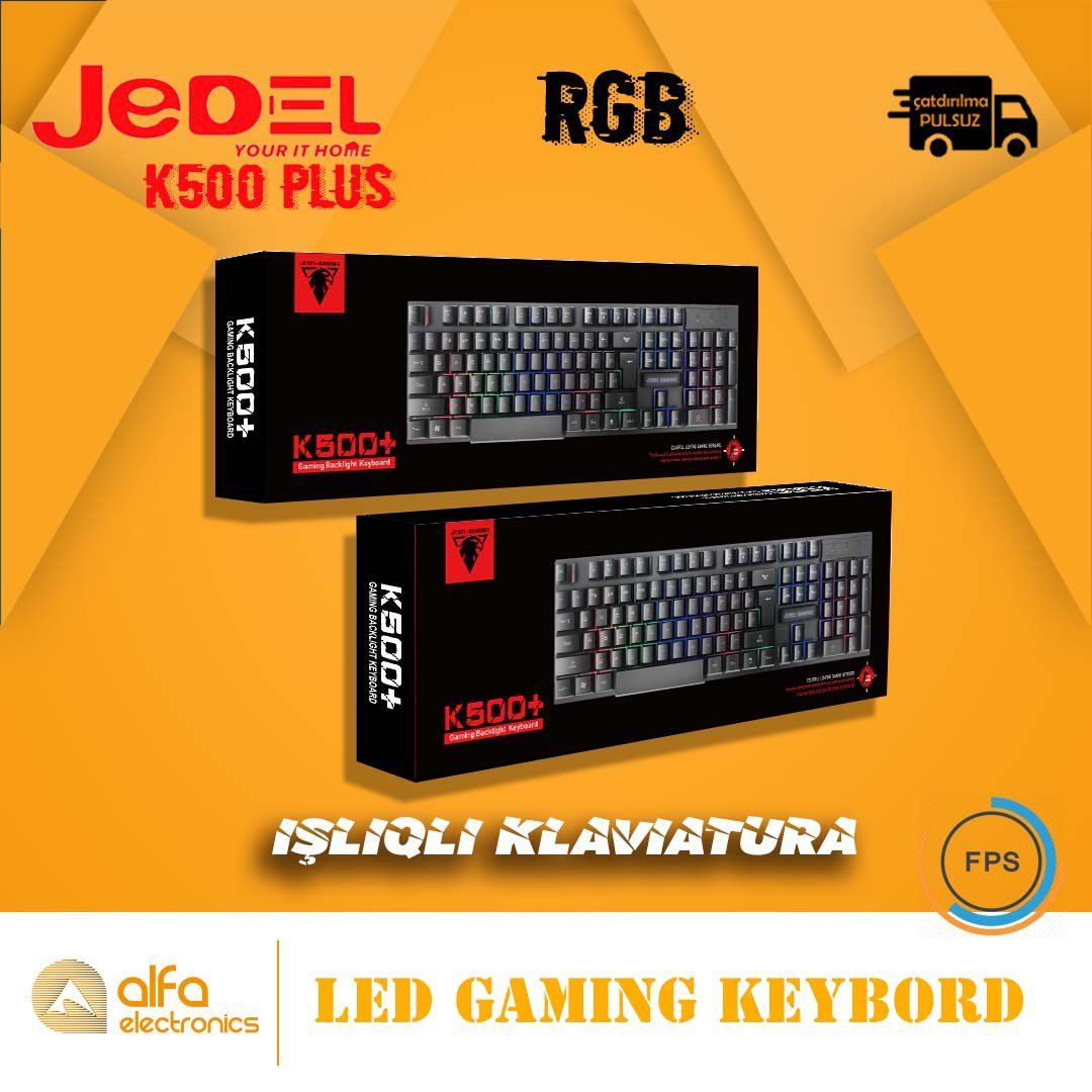 İşıqlı klaviatura "Jedel K500+" (LED Keyboard) — Elektronika, Bakı (2)