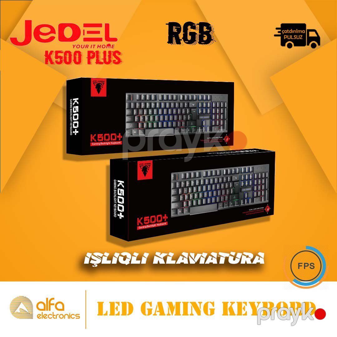 İşıqlı klaviatura "Jedel K500+" (LED Keyboard) — Periferik cihazlar, Bakı (2)