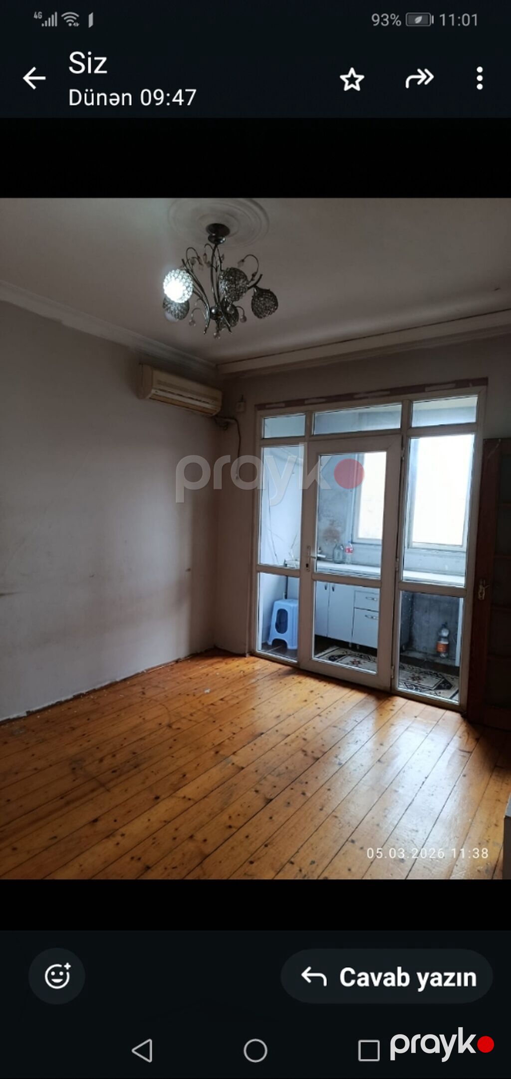 2otaqlı mənzil – 3 otağına birləşik mətbəxli - Plan: Zalda fransız — Mənzil, Bakı (8)