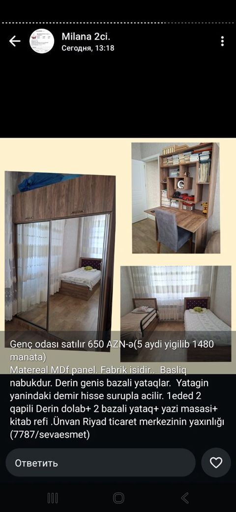 Yataq otağı mebeli — Xırdalan