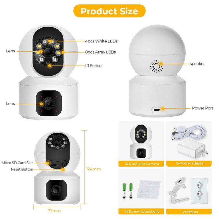 Kamera "V380Pro 2 lens 1080 Full HD (wifi)" — Təhlükəsizlik sistemləri, Bakı (4)