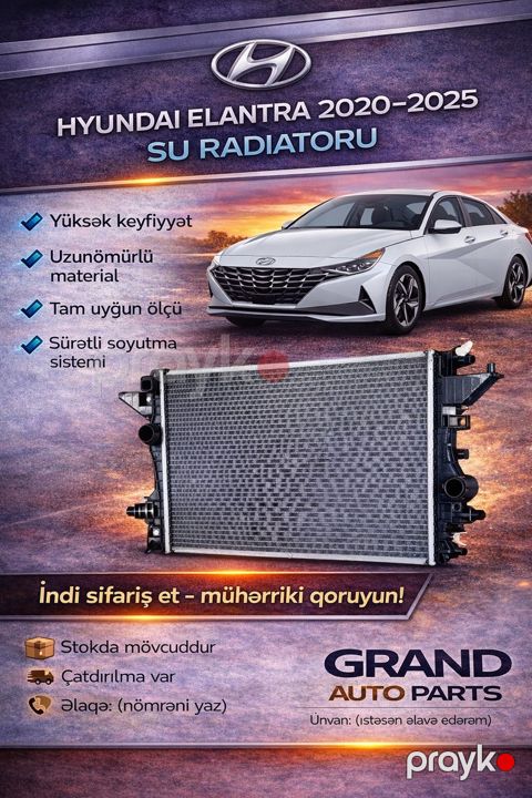 Hyundai Elantra 2020-2025 su radiatoru