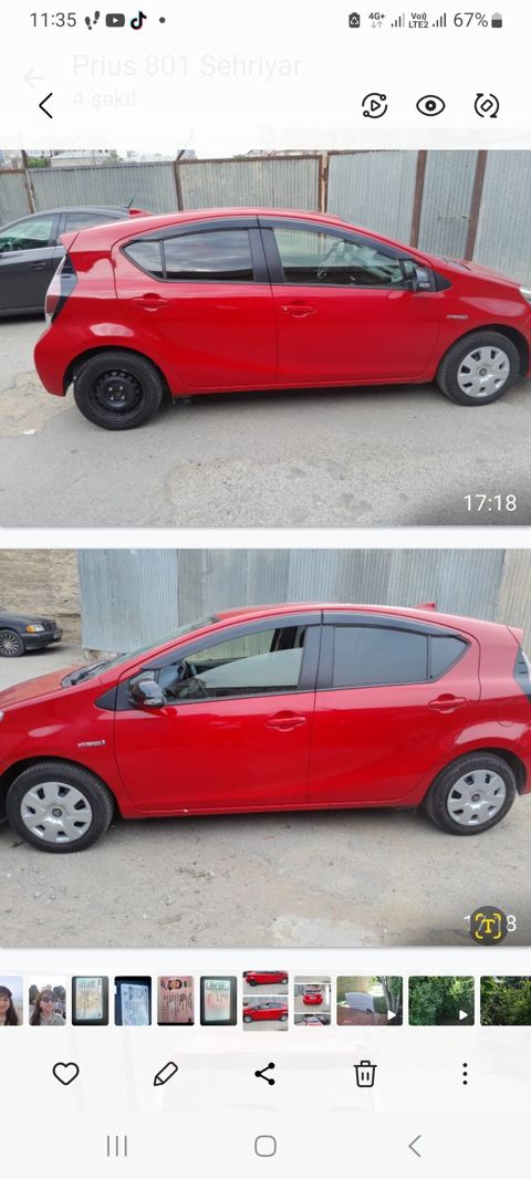 Toyota Aqua hibrid hetçbek - Rəng: parlaq qırmızı - Kuzov: 5 qapılı — Bakı