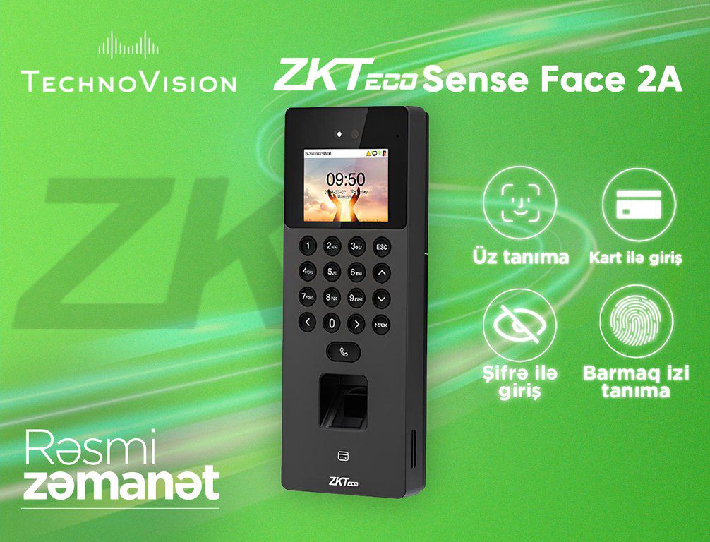 ZKTeco SenseFace 2A üz tanıma cihazı — Təhlükəsizlik sistemləri, Bakı (2)