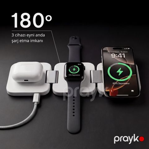 3 Cihazlı Simsiz Şarj Stansiyası Magssory Flex (MagSafe) — Bakı