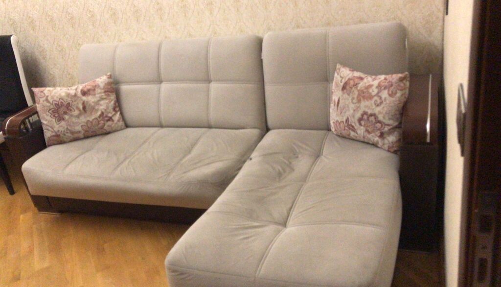 L‑şəkilli yumşaq künc divan - Rəng: açıq boz oturacaq və arxalıq — Mebel, Bakı (2)