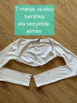 Bershka ağ rəngli uzunqol bolero/top - Ölçü: XS - Material: yumşaq — Koftalar və jaketlər