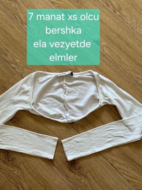 Bershka ağ rəngli uzunqol bolero/top - Ölçü: XS - Material: yumşaq — Bakı