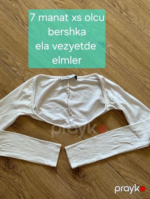 Bershka ağ rəngli uzunqol bolero/top - Ölçü: XS - Material: yumşaq — Bakı
