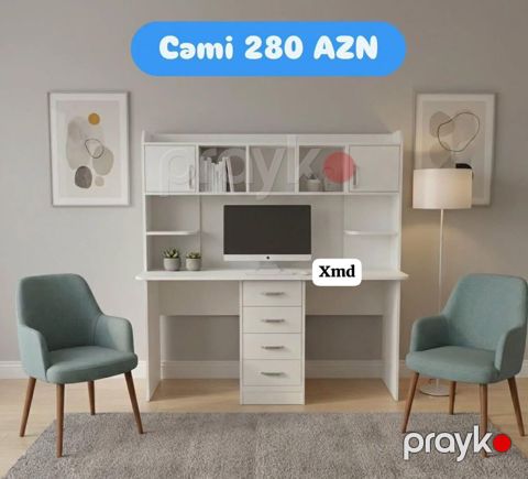 Kompyuter/iş masası – üst şkaflı model Qiymət: 280 AZN (şəkildə — Bakı
