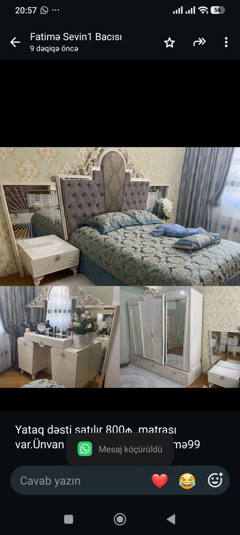 Yataq dəsti satılır 800₼. matrası var.Ünvan 20 yanvar. 0099. Fatimə99 — Bakı