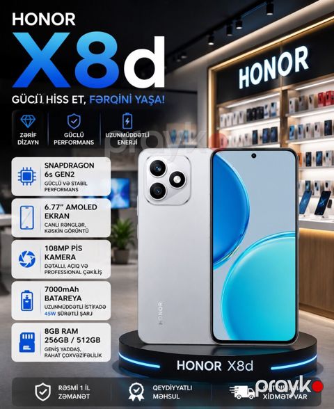 Honor X8d Velvet Grey 256GB/8GB — Bakı