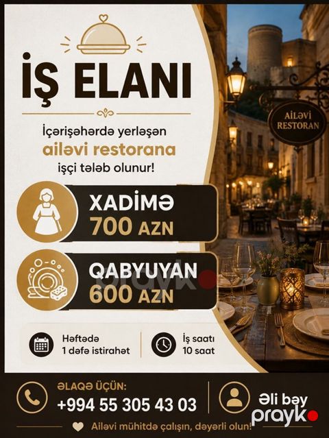 Xadimə tələb olunur, Aylıq ödəniş — Bakı