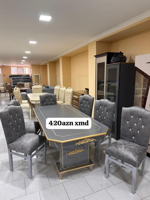 Mətbəx/Qonaq otağı üçün zərif yemək dəsti - Masa: düzbucaqlı formalı — Mehdiabad