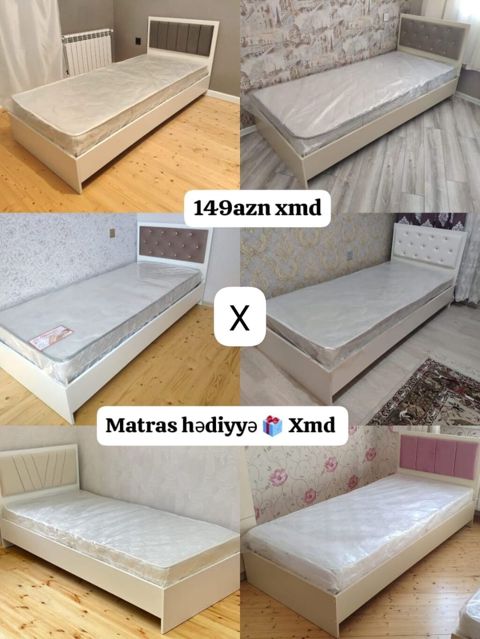 Tek nəfərlik çarpayılar – müxtəlif başlıq dizaynları ilə - Rəng: açıq