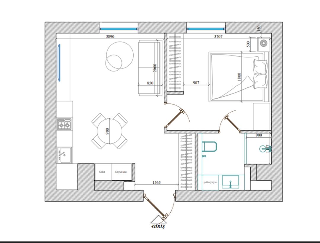 Satılır 2 otaqlı yeni tikili 42 m² — Mənzil, Bakı (9)