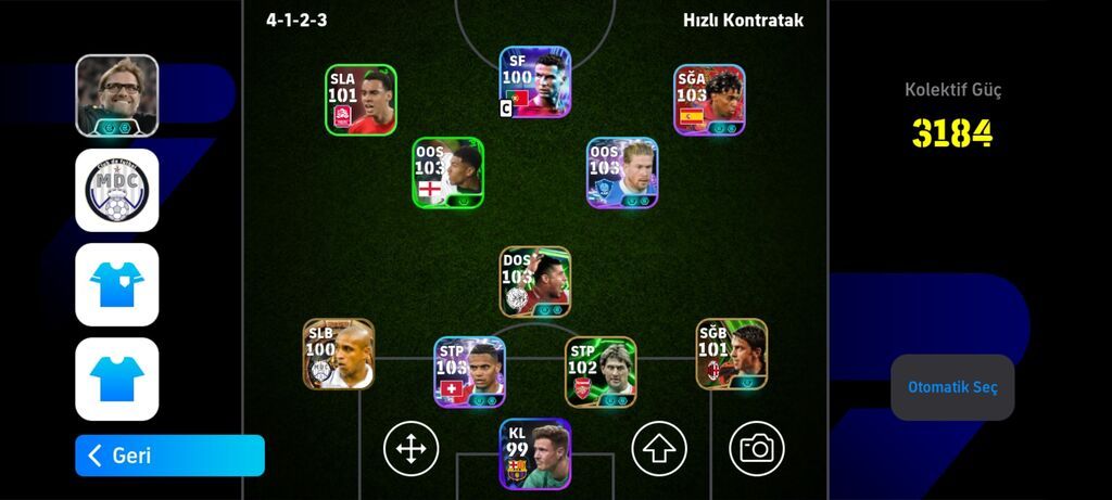 Məhsul: eFootball mobil oyunu üçün yüksək reytingli hesab/komanda — Digər, Digah