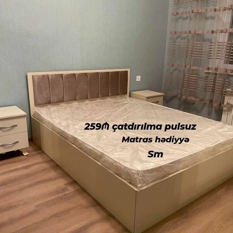 İki nəfərlik yataq dəsti - Rəng: açıq krem korpus, başlıqda yumşaq — Bakı