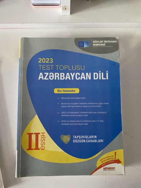 Azərbaycan dili Testlər 11-ci sinif, DİM, 2-ci hissə, 2023 il — Bakı