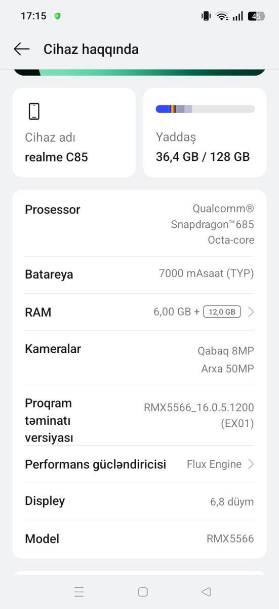 Realme C85 Parrot Purple 128GB/6GB — Smartfonlar, Bakı (4)