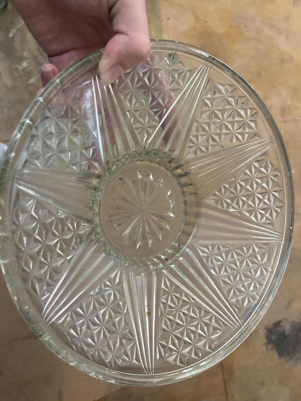 Şüşə meyvə/qəlyanaltı qabı - Material: qalın, şəffaf şüşə - Naxış — Süfrə qabı, Bakı (2)