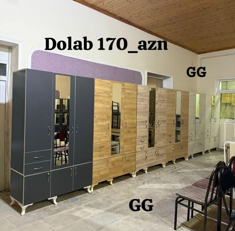 Düz dolab, Yataq otağı üçün, Paltar üçün, Açılan, Korpuslu, 3 qapılı — Bakı