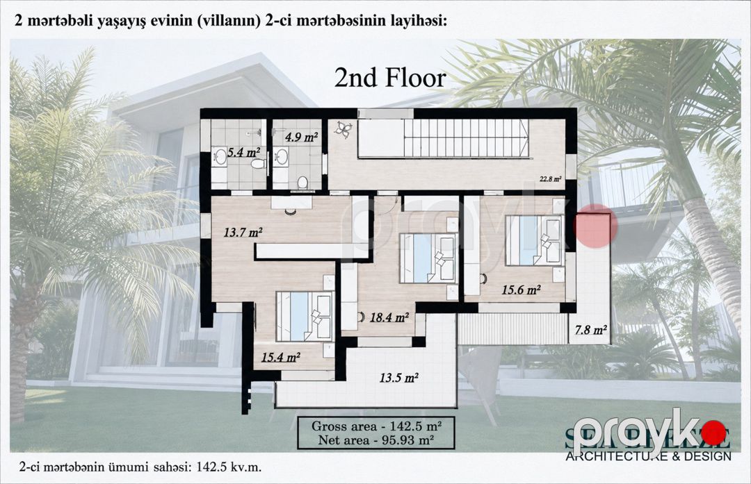 Satılır 5 otaqlı həyət evi/bağ evi 291 m² — Ev, villa, Bakı (5)