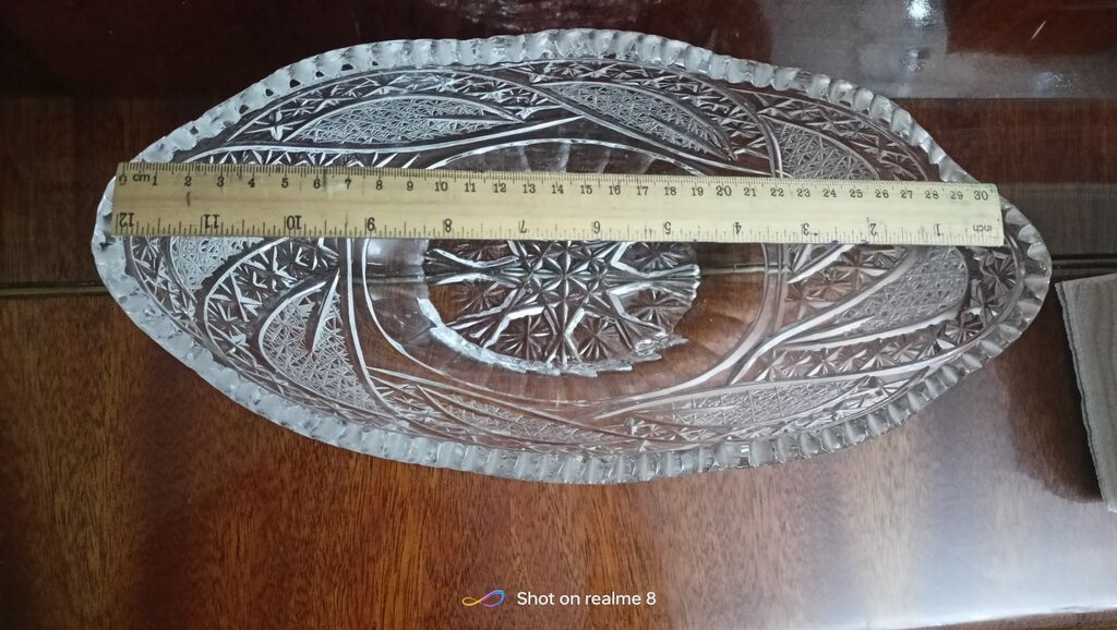 Kəsim naxışlı xrustal meyvə qabı - Material: qalın (kristal tipli — Süfrə qabı, Sumqayıt (3)