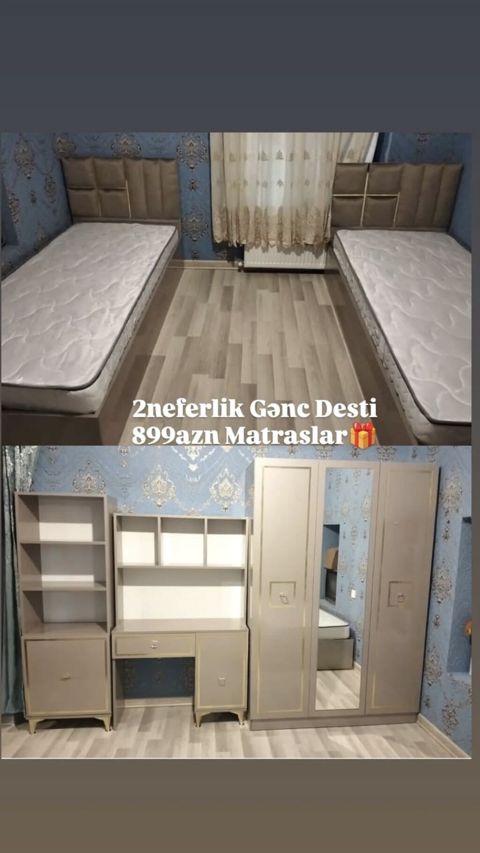 İki nəfərlik gənc mebel dəsti Komplektin tərkibi: - 2 ədəd çarpayı — Bakı
