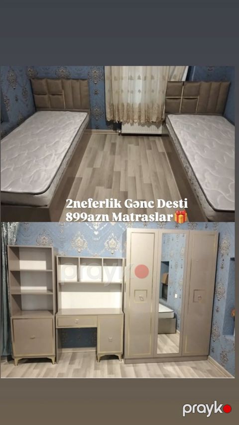 İki nəfərlik gənc mebel dəsti Komplektin tərkibi: - 2 ədəd çarpayı — Bakı