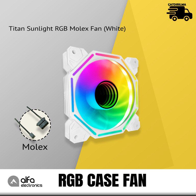 Titan Sunlight RGB Molex Fan (White) — Kompüterlər və noutbuklar, Bakı