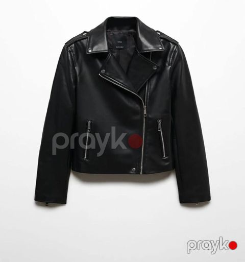 Məhsul: Qadın dəri gödəkçə – Mango Model: biker üslubunda, qısa