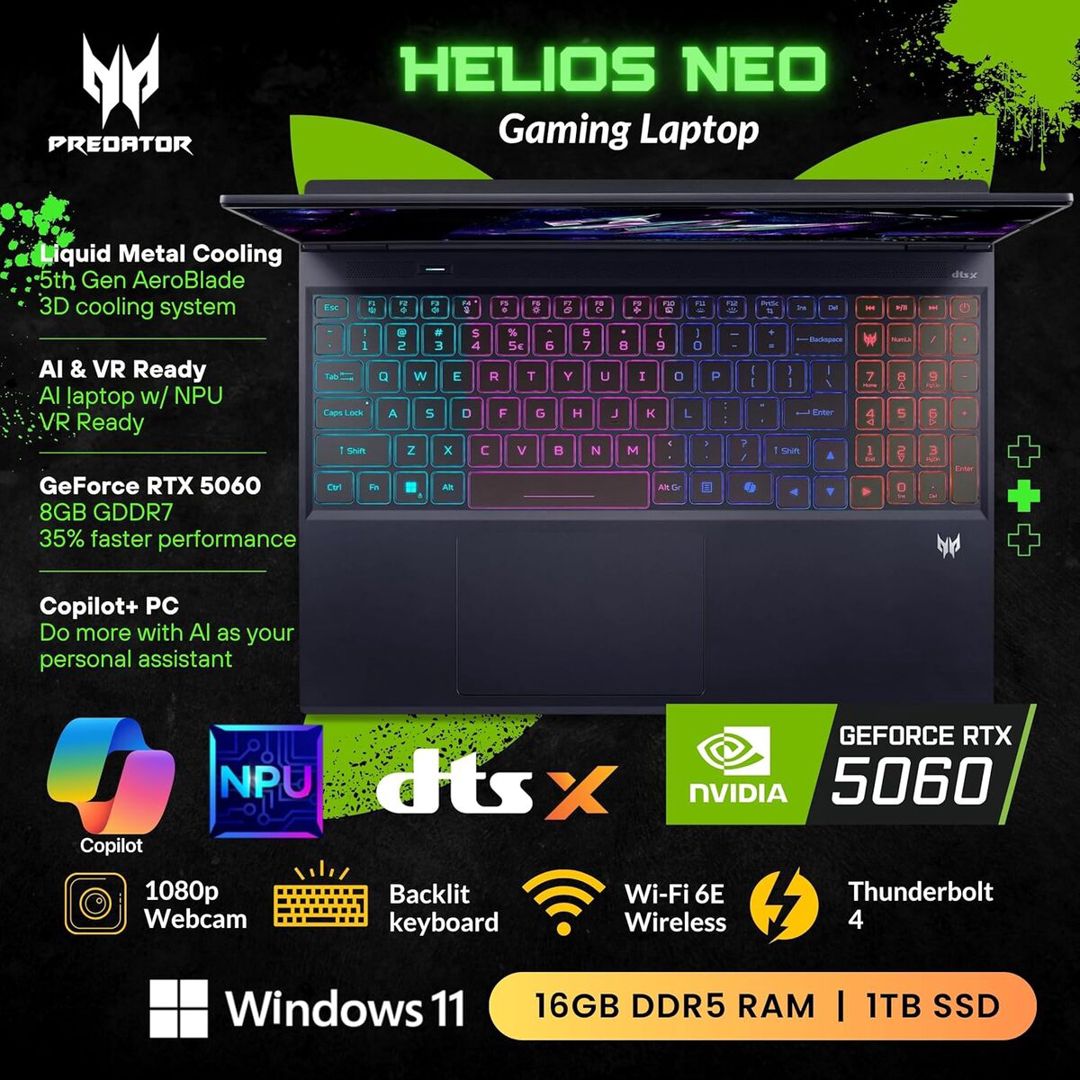 Acer Predator Helios Neo 16S AI Gaming Laptop — Noutbuklar, Bakı (5)