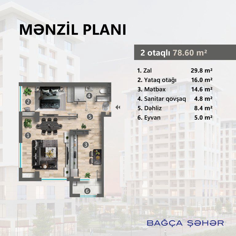 Satılır 2 otaqlı yeni tikili 78.6 m² — Mənzil, Sumqayıt (4)