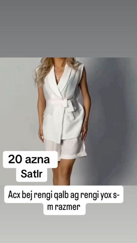Qadın şortlu dəst - Rəng: Ağ (bej rəngi qalıb, ağ rəngi yox) — Fatmayı