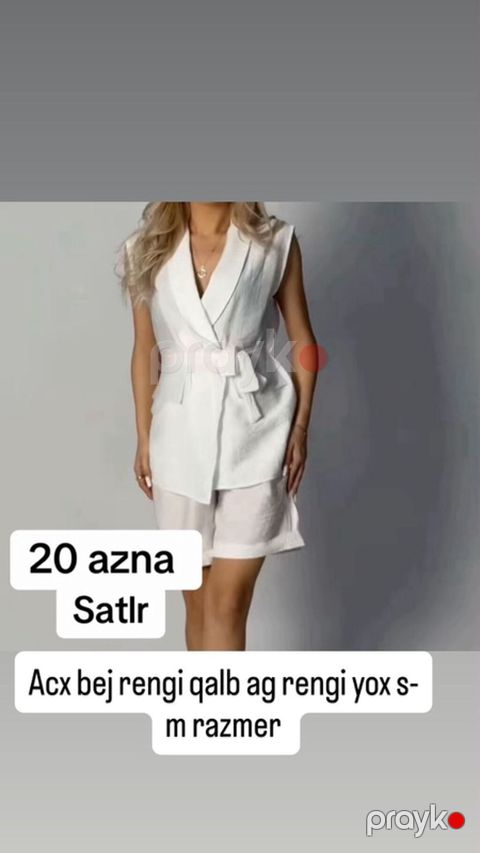 Qadın şortlu dəst - Rəng: Ağ (bej rəngi qalıb, ağ rəngi yox) — Fatmayı