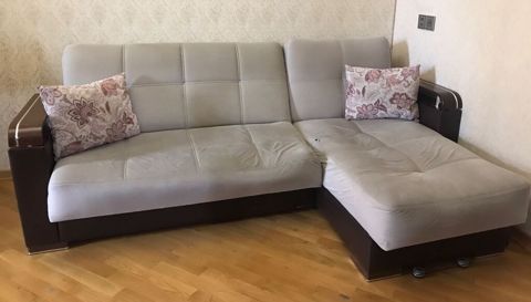 L‑şəkilli yumşaq künc divan - Rəng: açıq boz oturacaq və arxalıq — Bakı