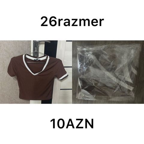 Qadın köynəyi – qısa model - Rəng: qəhvəyi, ağ haşiyələr - Dizayn — Masazır
