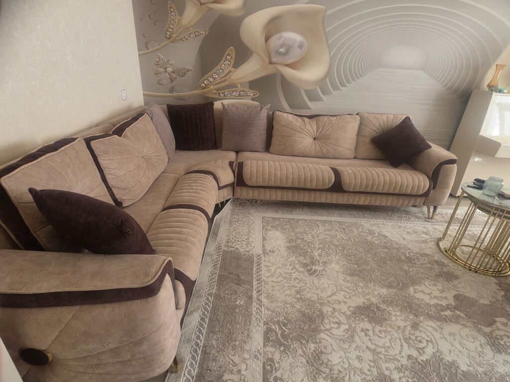 Künc divan, İşlənmiş, Açılan, Bazalı, Vеlur parça, Çatdırılma yoxdur — Divanlər, Gəncə (3)